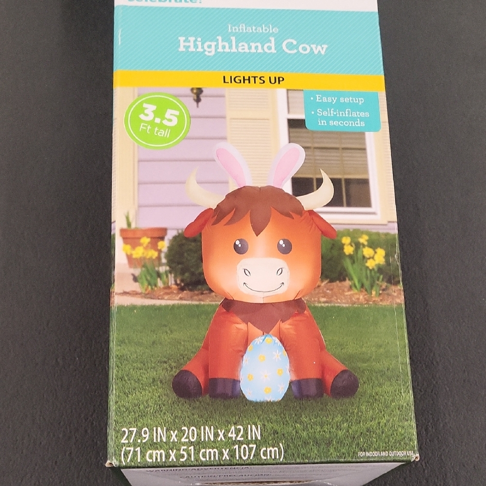 Inflatable Highland Cow Holiday Decor - Brown